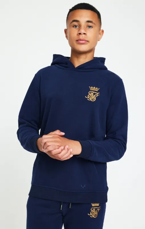 Boys Messi x SikSilk Navy Fleece Overhead Hoodie made by Siksilk