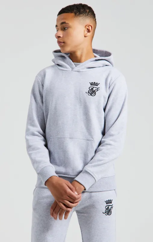 Boys Messi x SikSilk Grey Marl Embroidered Overhead Hoodie made by Siksilk