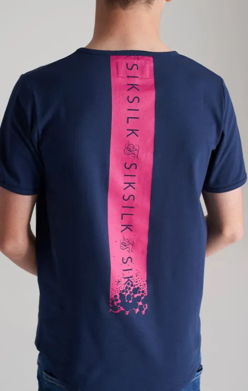 Boys Navy Back Print Scoop Hem T-Shirt sold by Siksilk