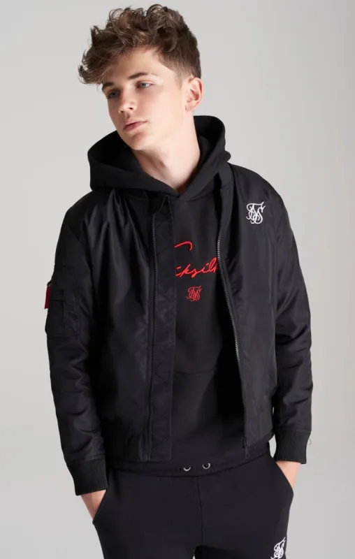 Boys Red Flight Bomber Jacket sold by Siksilk