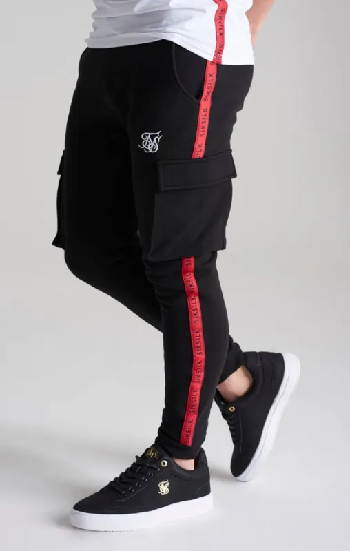Boys Black Taped Cargo Jogger sold by Siksilk