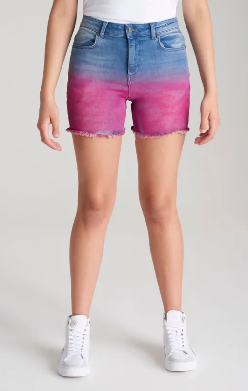 Girls Blue Dip Dye Denim Short sold by Siksilk