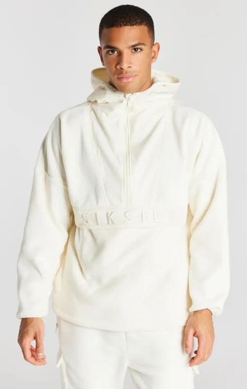 Ecru Half Zip Polar Fleece Hoodie sold by Siksilk