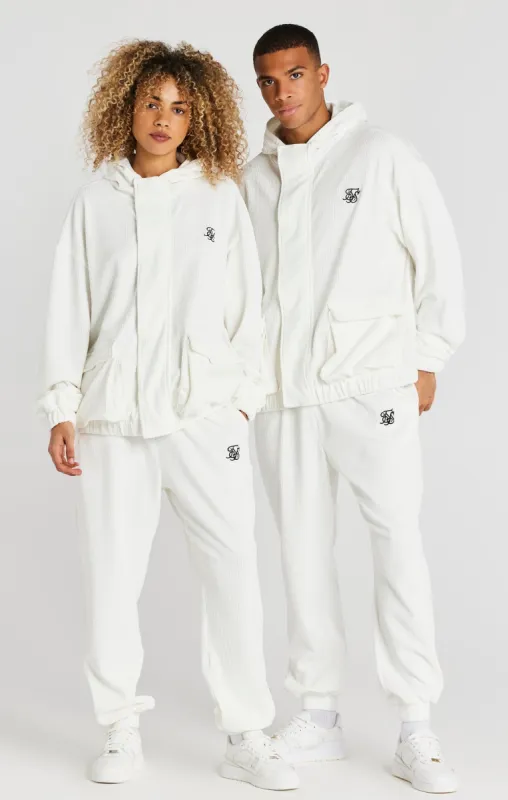 Ecru Corduroy Zip Thru Jacket made by Siksilk