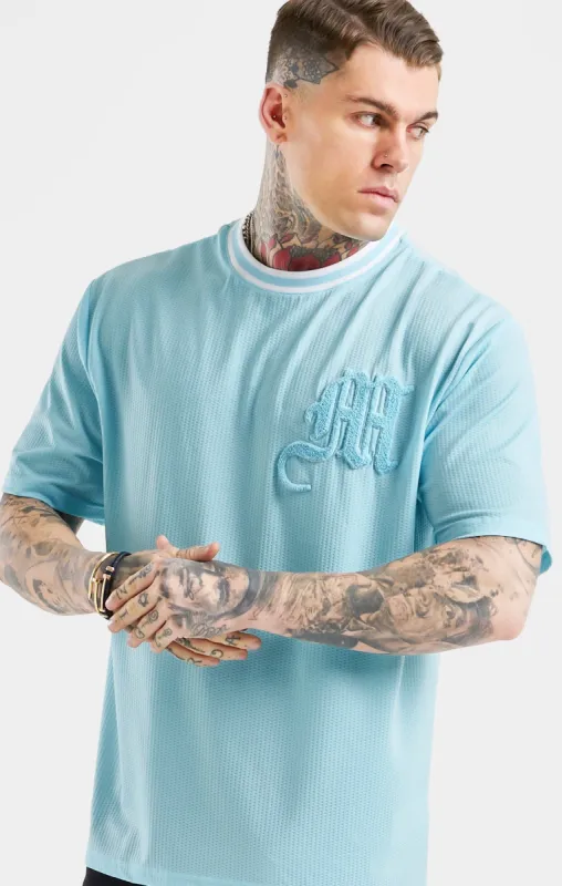 Messi x SikSilk Logo Drop Shoulder Tee - Blue sold by Siksilk