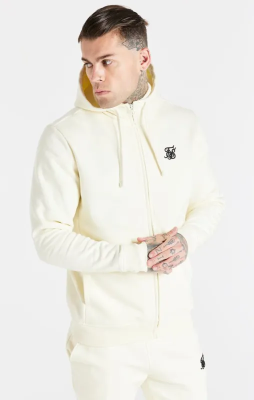 Ecru Essential Zip Through Funnel Neck Hoodie sold by Siksilk
