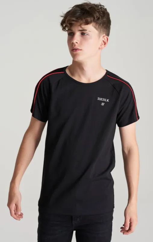Boys Black Raglan Panelled T-Shirt sold by Siksilk