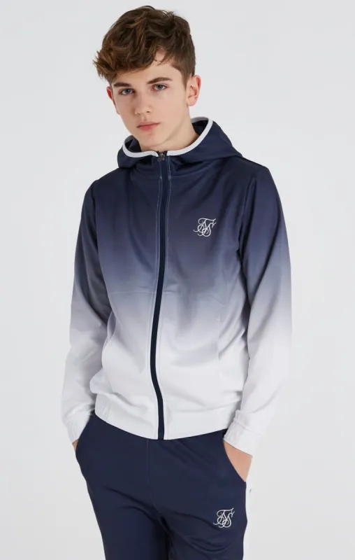 Boys Navy Fade Zip Thru Hoodie sold by Siksilk