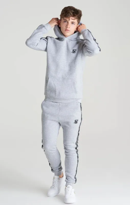Boys Grey Marl Fleece Taped Tracksuit sold by Siksilk
