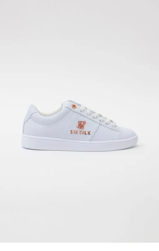 White Juniors Low-Top Classic Trainer With Metal Logo sold by Siksilk