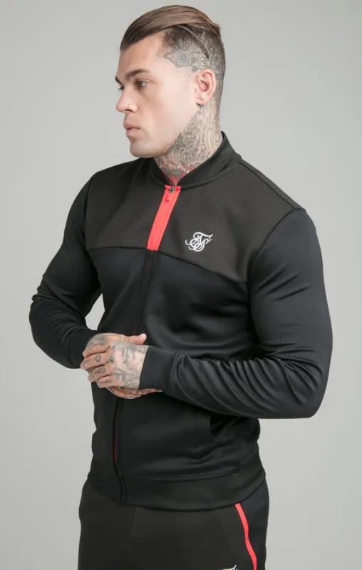 Black Track Bomber Jacket sold by Siksilk