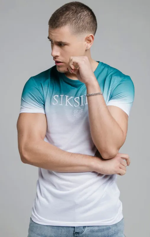 Teal Embroidered Muscle Fit T-Shirt sold by Siksilk