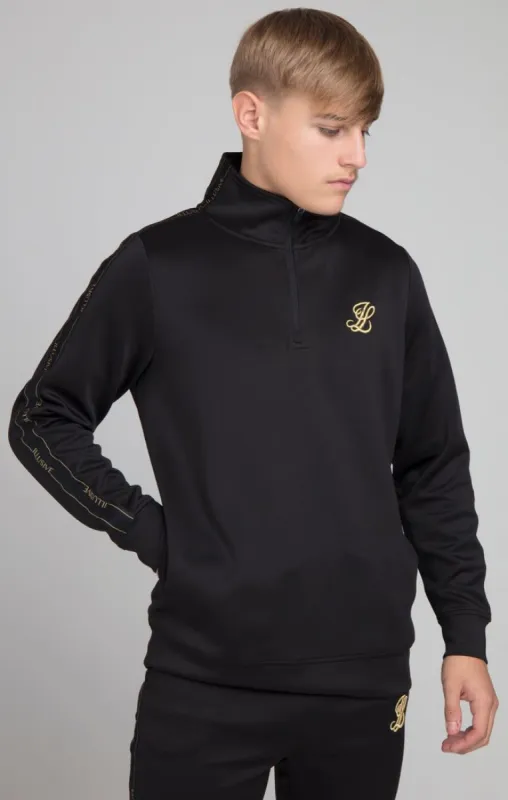 Boys Illusive Black Taped 1/4 Zip Hoodie sold by Siksilk
