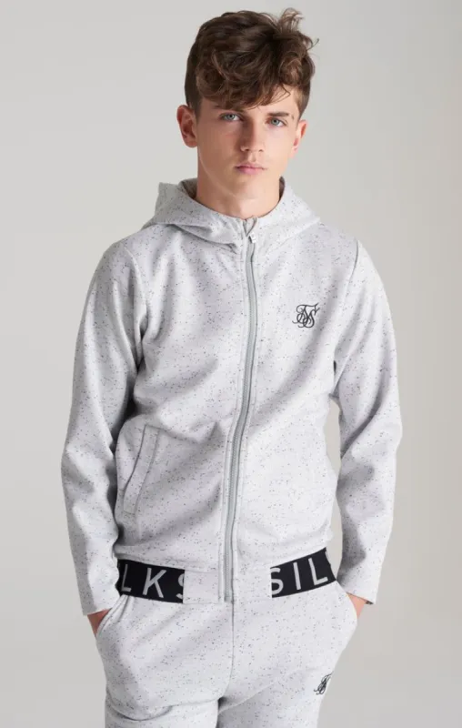 Boys Grey Neps Zip Thru Hoodie sold by Siksilk