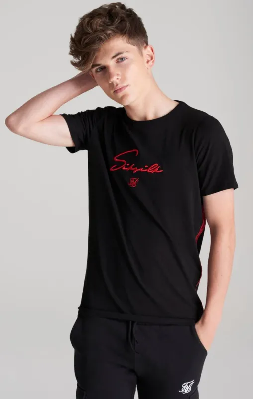 Boys Black Taped T-Shirt sold by Siksilk