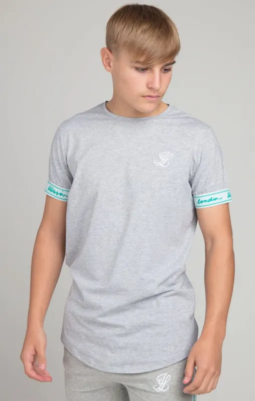 Boys Illusive Grey Marl Taped T-Shirt sold by Siksilk