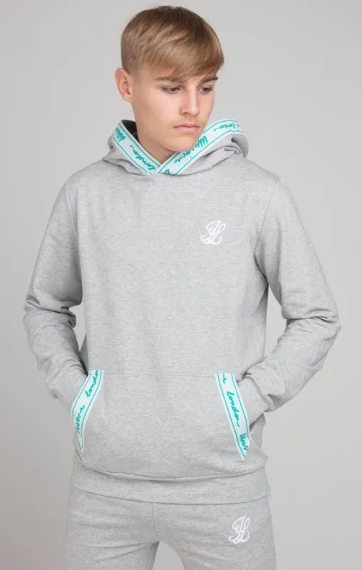 Boys Illusive Grey Marl Taped Overhead Hoodie sold by Siksilk