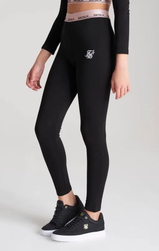 Girls Black Taped Legging sold by Siksilk