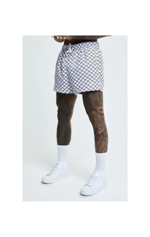 White Monogram Swim Short sold by Siksilk