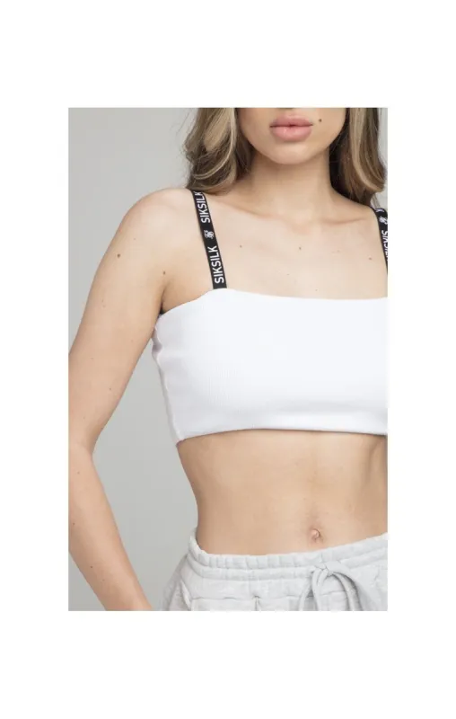 SikSilk Ribbed Tape Bralette - White sold by Siksilk