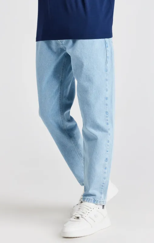 Light Blue Basic Carrot Jean sold by Siksilk