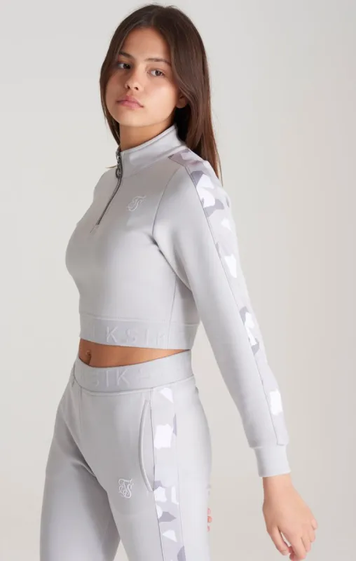 Girls Grey Camo Panelled Track Top sold by Siksilk