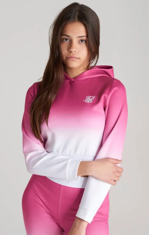 Girls Pink Fade Taped Cropped Hoodie sold by Siksilk