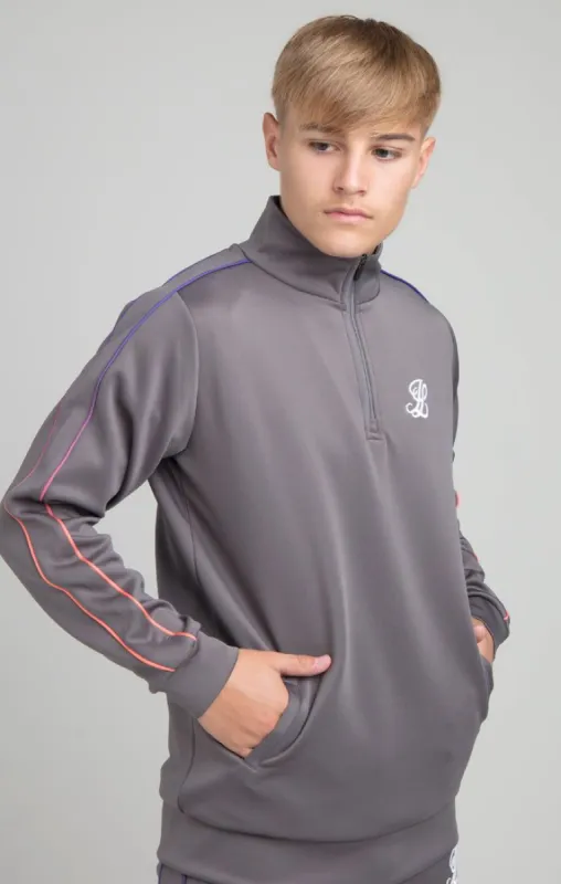 Boys Illusive Grey 1/4 Zip Funnel Neck sold by Siksilk