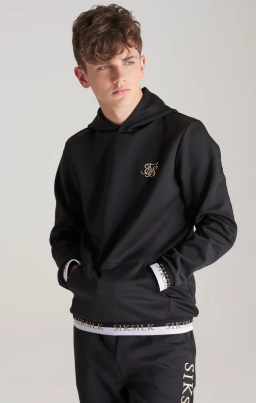 Boys Black Taped Overhead Hoodie sold by Siksilk