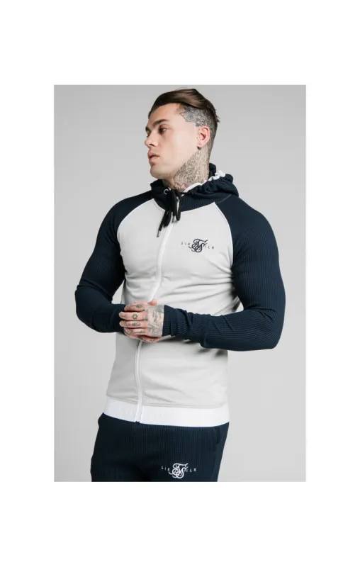 SikSilk Surface Zip Through Hoodie - Navy & Grey sold by Siksilk