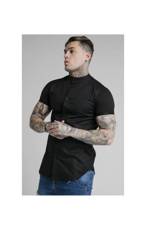 SikSilk S/S Fade Grandad Shirt - Black & Neon Fade sold by Siksilk