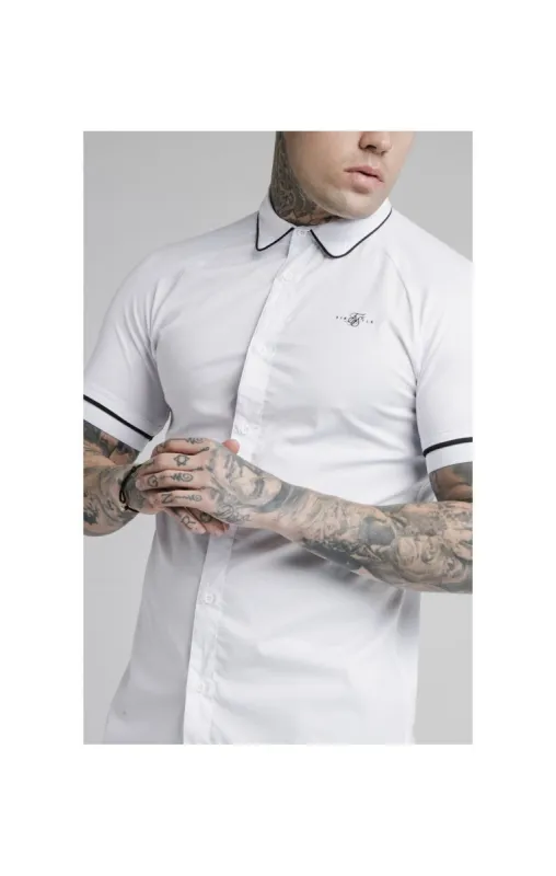 SikSilk S/S Piping Inset Cuff Shirt - White sold by Siksilk