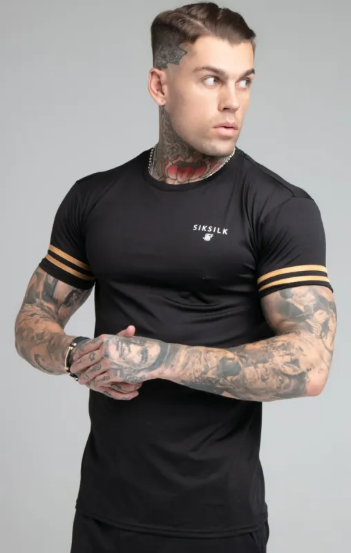 SikSilk S/S Mesh Bound Gym Tee - Black & Gold sold by Siksilk