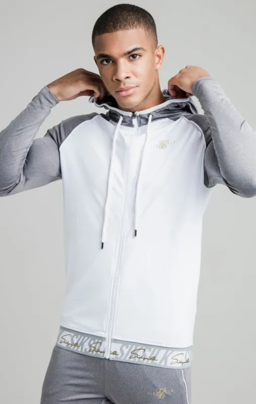 White Signature Tape Zip Through Hoodie sold by Siksilk