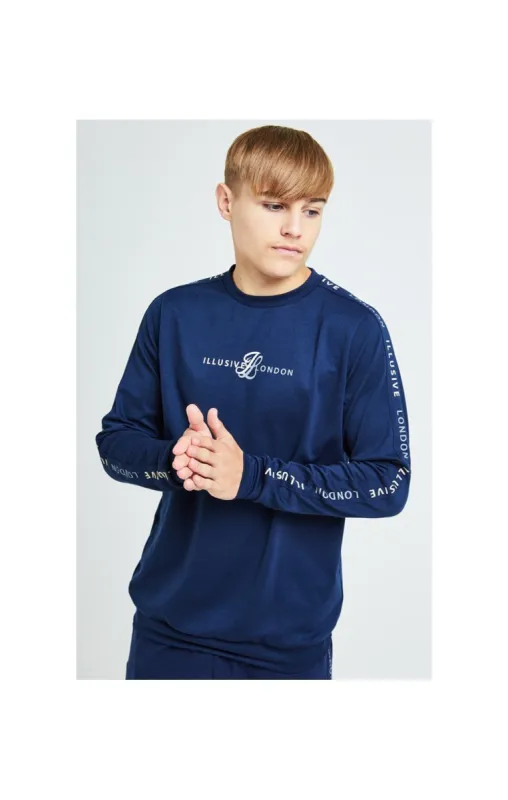 Illusive London Legacy Crew Sweater - Navy & Cream sold by Siksilk