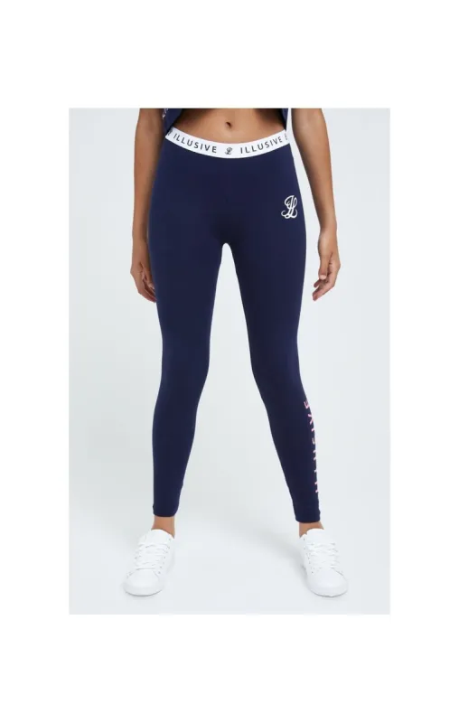 Illusive London Tape Logo Leggings - Navy sold by Siksilk