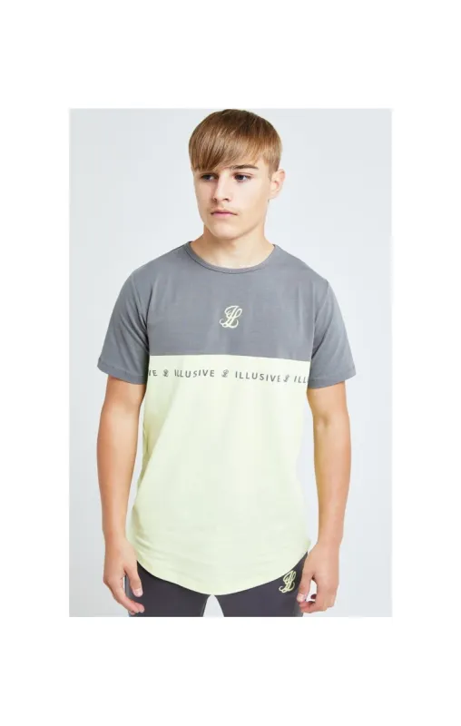 Illusive London Blaze Cut & Sew Tee - Dark Grey & Lime sold by Siksilk