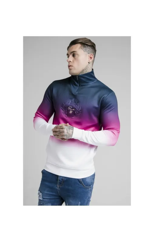 SikSilk Quarter Zip Overhead Track Top - Navy,Pink & White sold by Siksilk