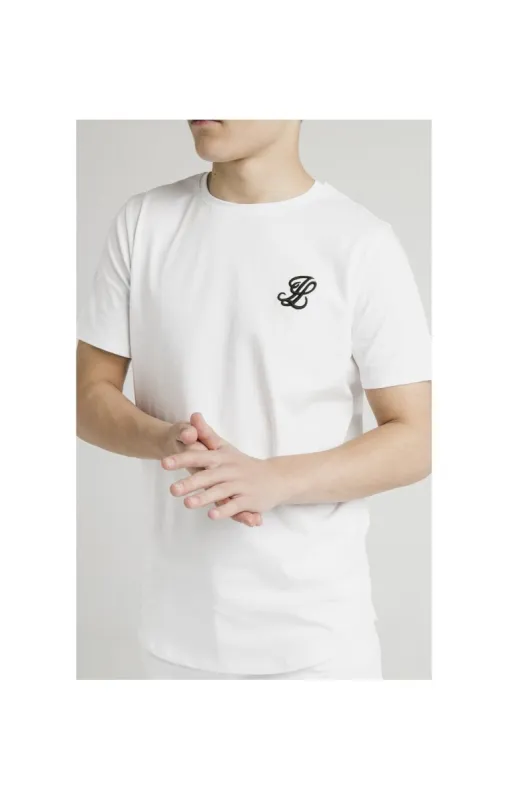 Boys Illusive White Curved Hem T-Shirt sold by Siksilk