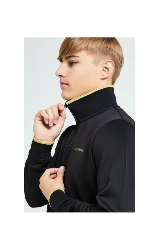 Illusive London Sovereign 1/4 Zip Hoodie  - Black & Gold sold by Siksilk