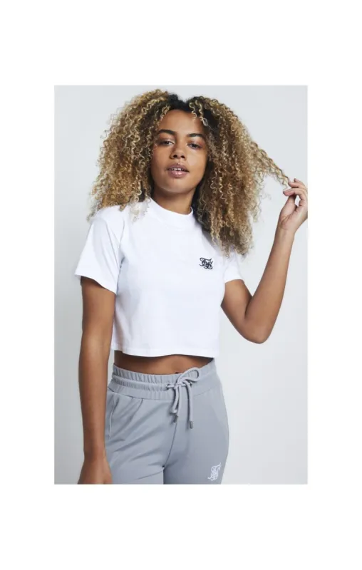 White Essential Retro Box Fit Crop T-Shirt sold by Siksilk
