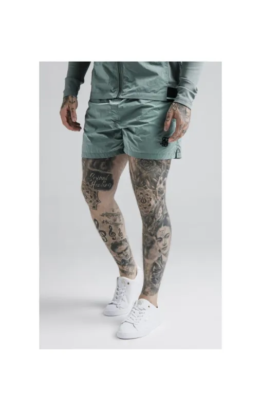 SikSilk Adapt Crushed Nylon Swim Shorts - Pacific sold by Siksilk