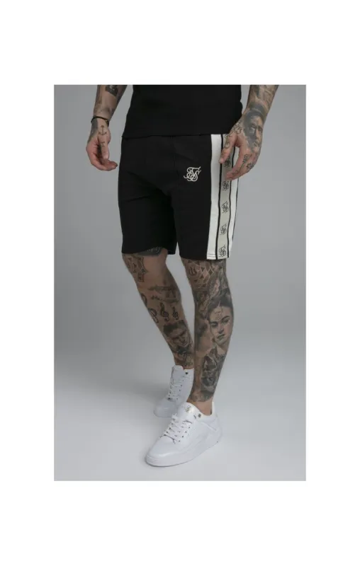 SikSilk Premium Tape Pleated Shorts - Jet Black & Off White sold by Siksilk