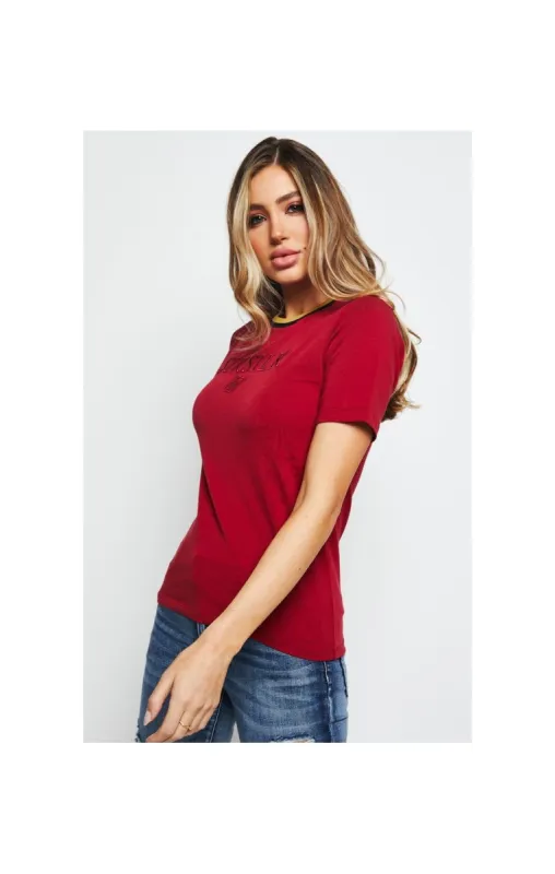 SikSilk Rib Knit Collar Ringer Tee - Red sold by Siksilk