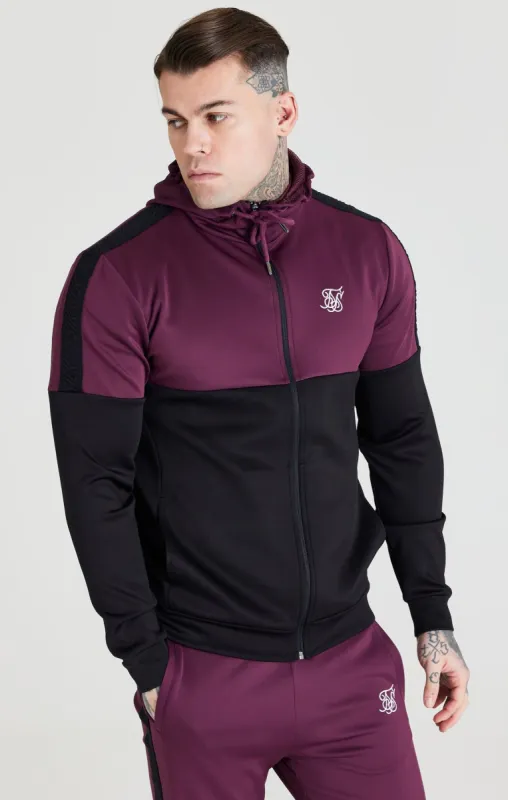 SikSilk Cut & Sew Zip Through Hood - Burgundy & Black sold by Siksilk