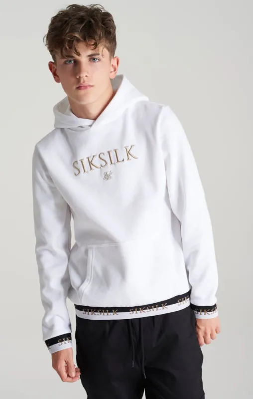 Boys White Taped Overhead Hoodie sold by Siksilk