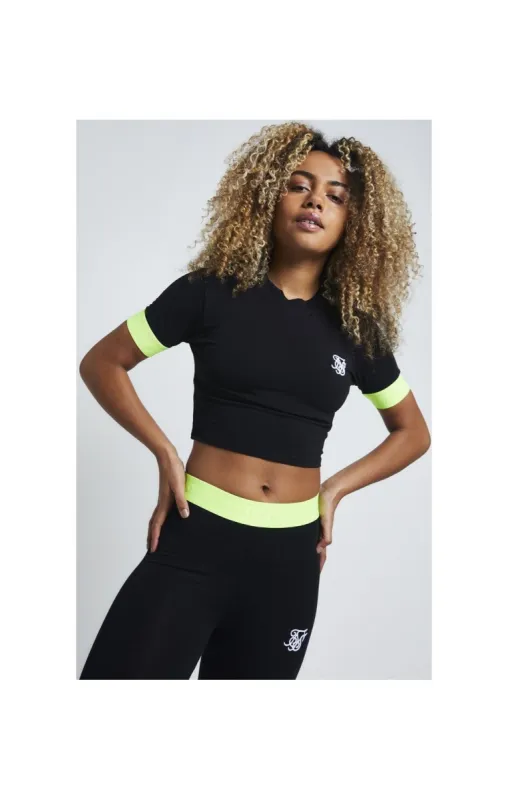 SikSilk Neon Tape Crop Tee - Black sold by Siksilk