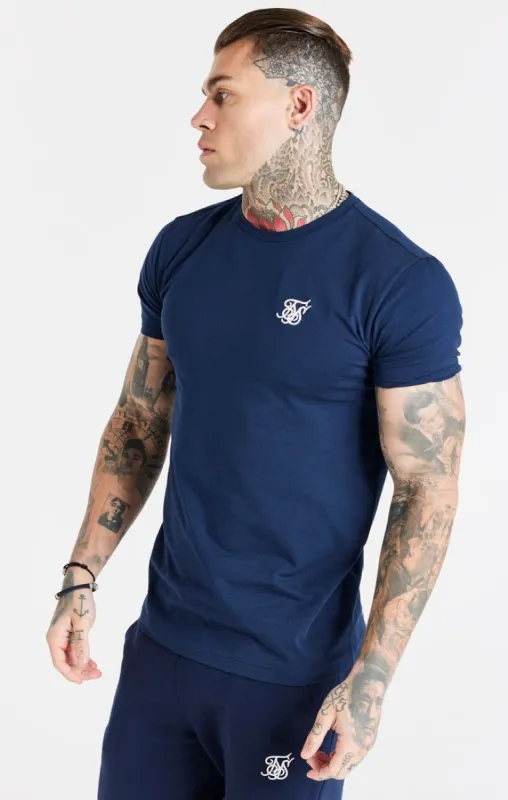 Navy Essential Muscle Fit T-Shirt sold by Siksilk