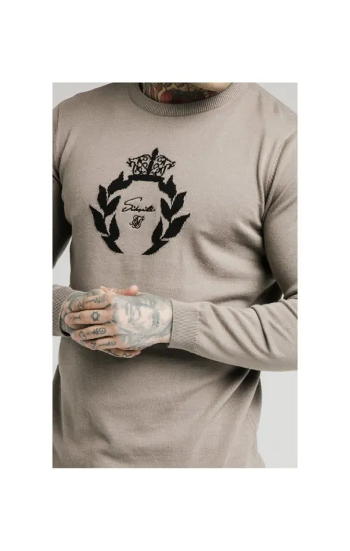 SikSilk High Neck Knitted Prestige Sweater – Grey sold by Siksilk