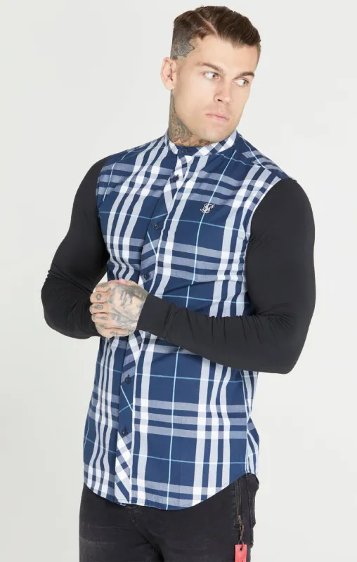 Black Check Grandad Shirt sold by Siksilk